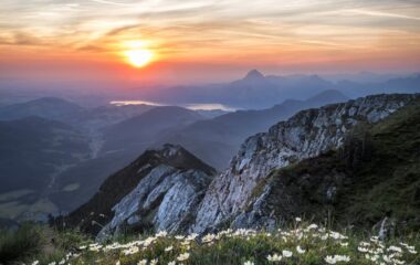 scenic view of mountains during dawn