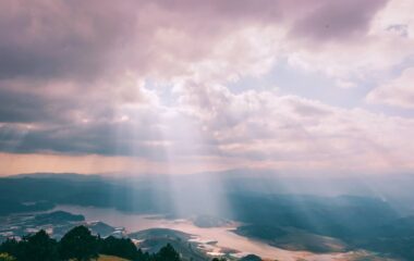 mountains with crepuscular ray